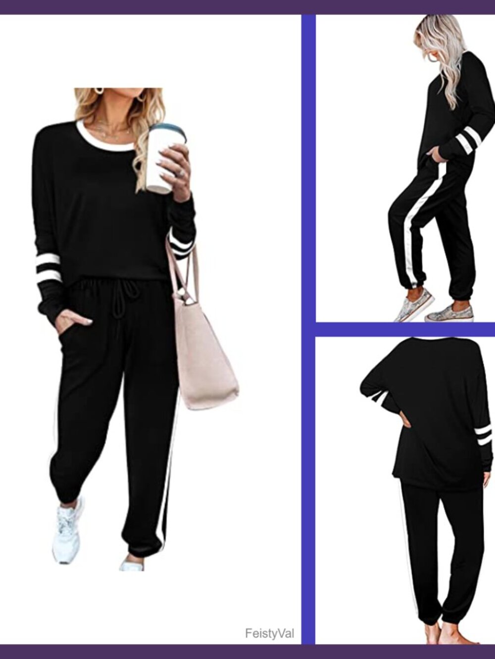 Women's 2 Piece Sweatsuit Set Crewneck Pullover Jogger Lounge Tracksuit